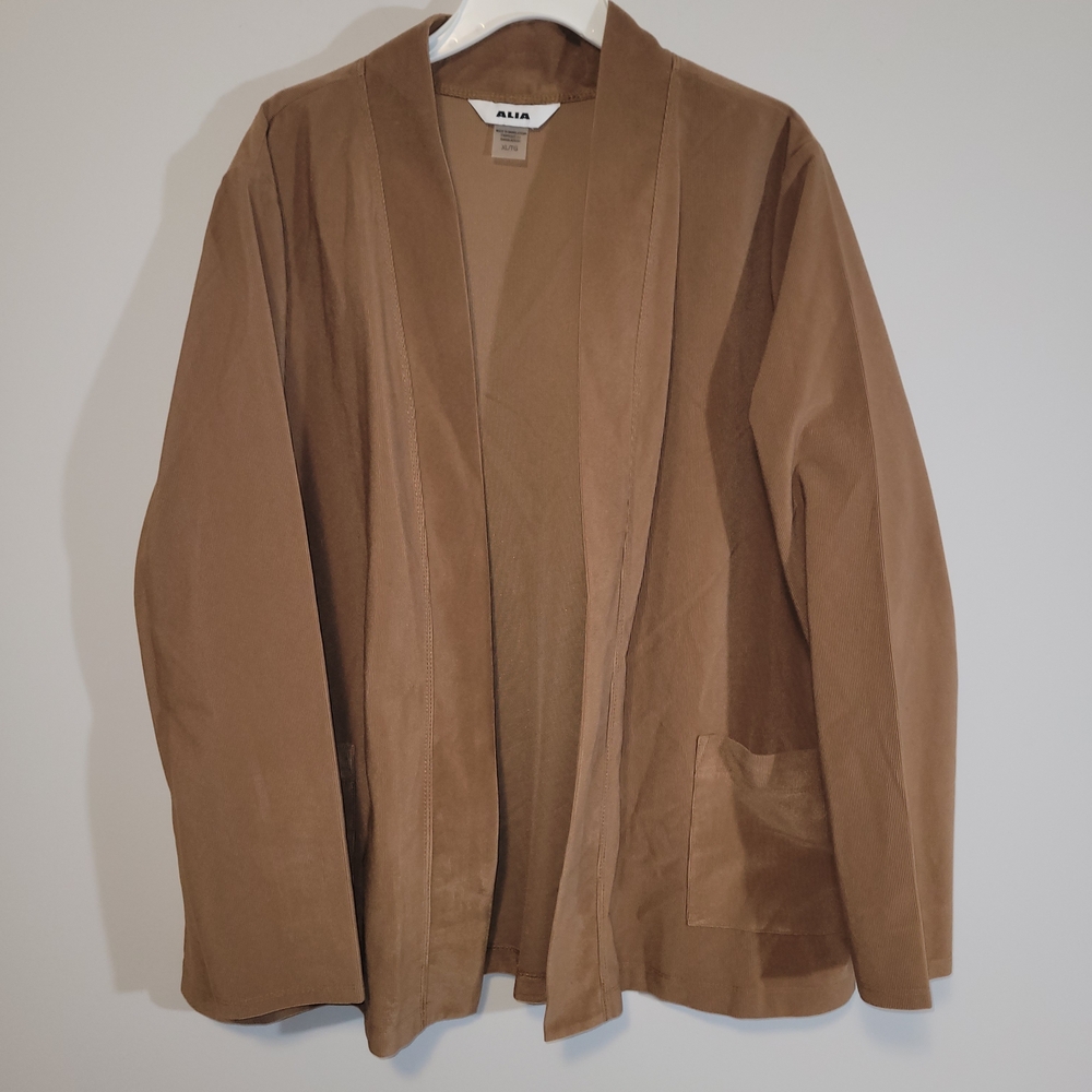 Alia Tan Open Front Cardigan XL Lightweight Office Workwear Jacket - Picture 3 of 7